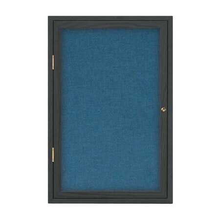 United Visual Products Single Door Enclosed Radius EZ Tack Board, 24"x36", Gold/Grey UV7001EZ-GREY-GOLD